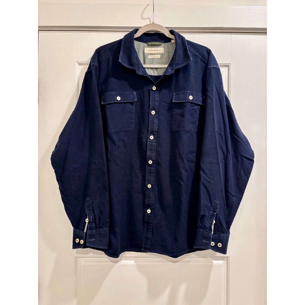 Tommy Bahama Mens XXL Navy Cotton Island Modern Fit Button Down Shirt T38296